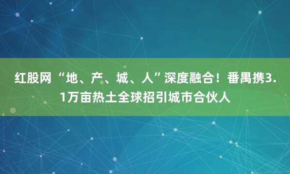 红股网 “地、产、城、人”深度融合!番禺携3.1万亩热土全球招引城市合伙人